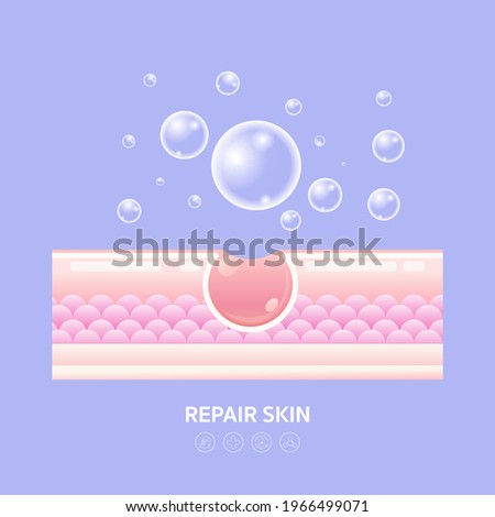 Collagen or Serum Repair Skin Layer. Vector Background Concept for Skincare Cosmetic Products.