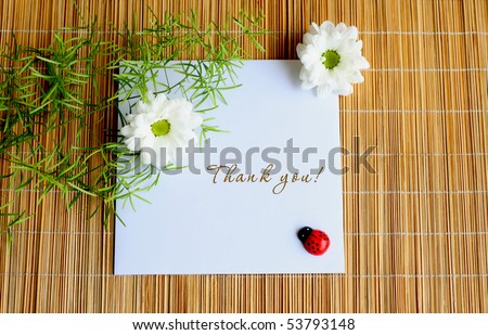 White daises with lady bug thank you note.