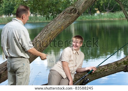 The father asks a fishing tackle from the son too to fish
