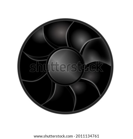GPU fan, 3d rendering icon isolated on white.  Also CPU fan, gaming fan for a computer rig. Mining fan.