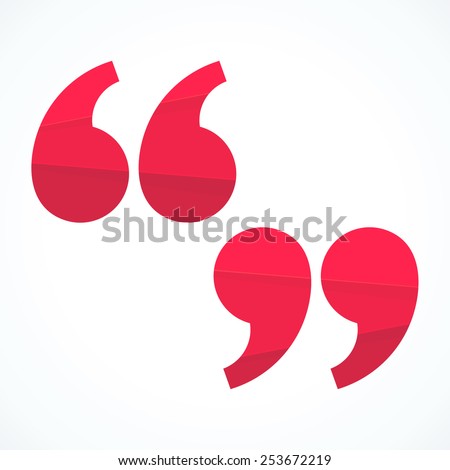 Origami style red quotation marks 