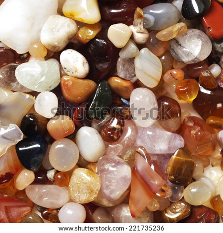 Square image of semi precious gemstones