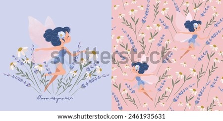 Similar – Image, Stock Photo Cute girl with branch of fading plant in park