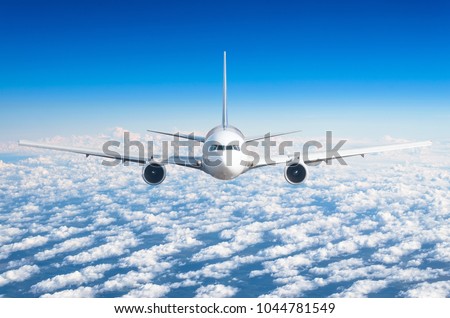 Similar – Image, Stock Photo Airplane landing above beautiful beach and sea background