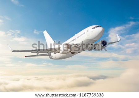 Similar – Image, Stock Photo Airplane landing above beautiful beach and sea background