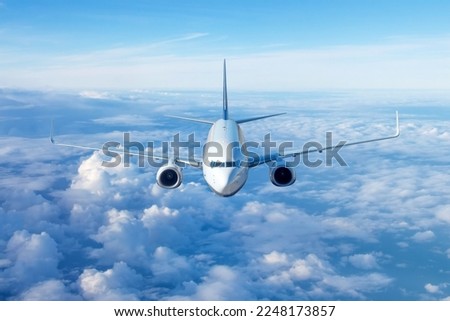 Similar – Image, Stock Photo Airplane landing above beautiful beach and sea background