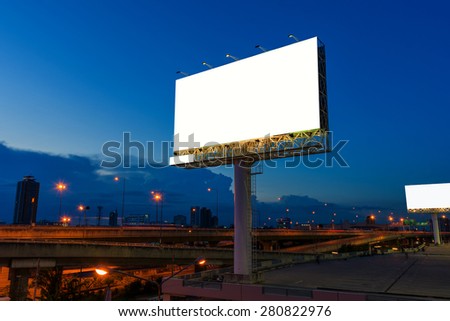 Blank billboard in twilight time for advertisement.