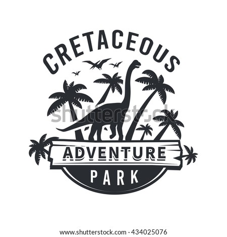 Vector dinosaur logo concept. brachiosaurus adventure park insignia design. Jurassic period illustration. Dino Vintage T-shirt badge on white background