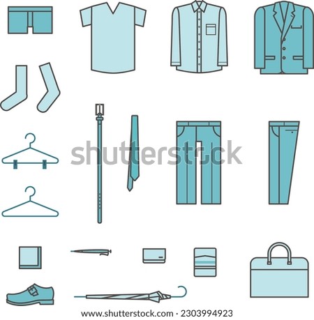 Suits and business items icon simple illustration set material