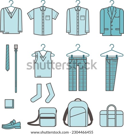 School uniform and student bag icon Simple illustration set material