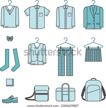School uniform and student bag icon Simple illustration set material