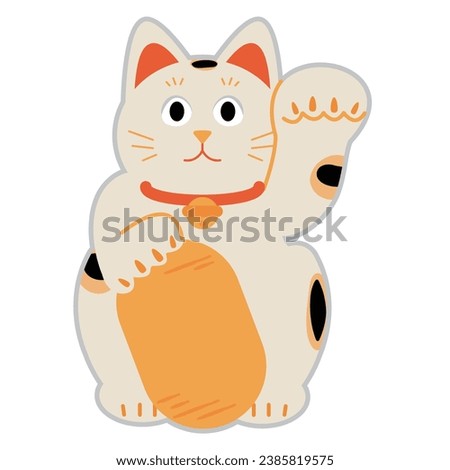 Japanese lucky cat, simple illustration material