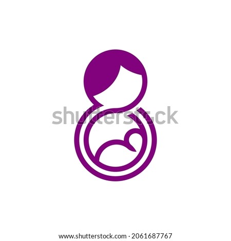 Abstract logo of a mother who is pregnant or holding her baby is suitable for a logo that depicts mother's love