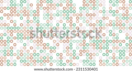 Seamless pattern wallpaper of bright colored circle outlines arranged horizontally and vertically on a white background. Vector