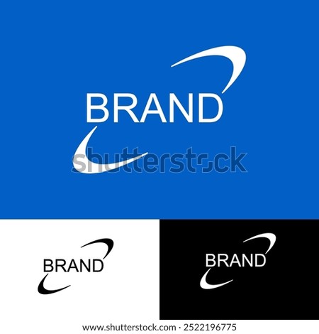 Logo template surrounded by ellipse. Galaxy, atom, black, white, blue, general. Vector