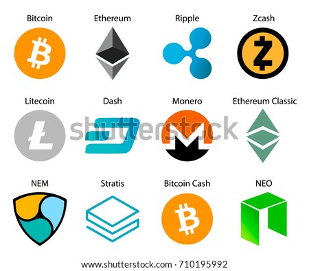 Crypto coins logo set 