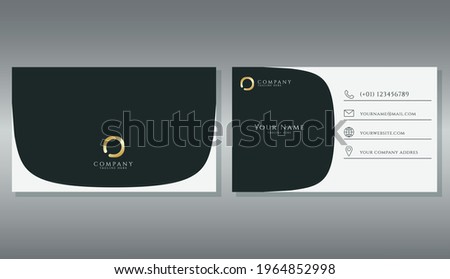 Business card template in a minimalist style, nuanced in a dark blue and white combination.