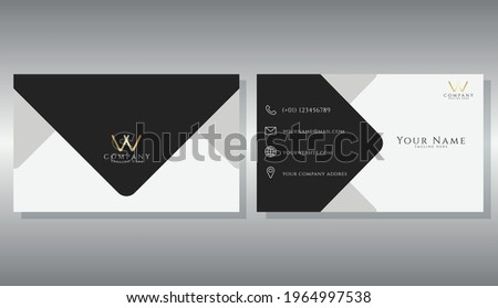 Business card template in a minimalist style, nuanced in a dark blue and white combination.