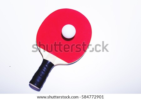 Table tennis racket with ping-pong ball 商業照片 © 