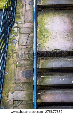 Stairs, moss and stone walls - fine art