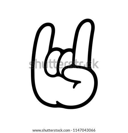 Rock on hand gesture in comic cartoon style. Simple vector hand icon illustration.