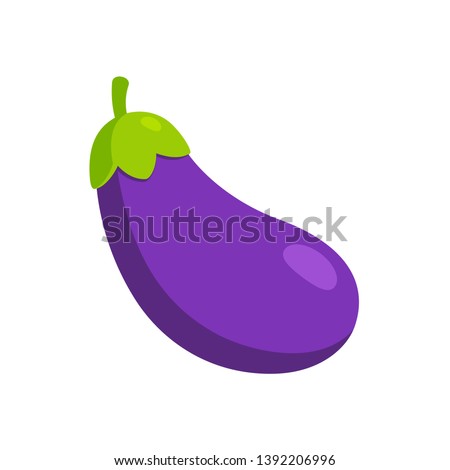 Cartoon eggplant emoji icon, aubergine symbol. Isolated vector vegetable clip art illustration.