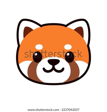 Cute cartoon red panda face drawing. Kawaii icon or logo, vector clip art illustration.