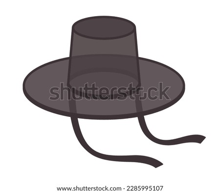 Gat, traditional Korean hat. Isolated vector clip art illustration.