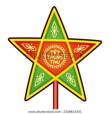 Traditional Vietnamese star lantern (Đèn Ông Sao). Tết Trung Thu means Mid-Autumn Festival in Vietnam. Vector clip art illustration.