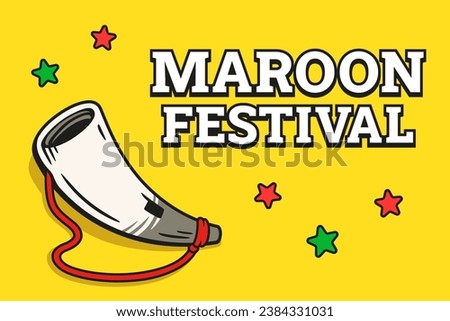 Jamaica Maroon festival banner with Abeng horn instrument. Vector clip art illustration.