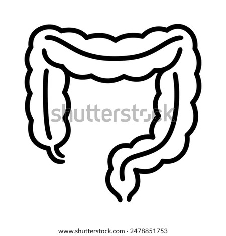 Human colon line icon. Large intestine, digestive tract organ, simple black and white drawing. Vector illustration.