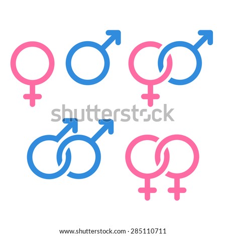 Set Of Gender Symbols And Relationship Icons Isolated On White ...