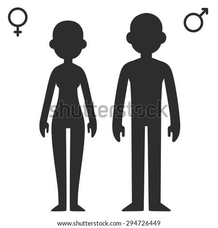 Stylized Cartoon Male And Female Silhouettes With Corresponding Gender ...