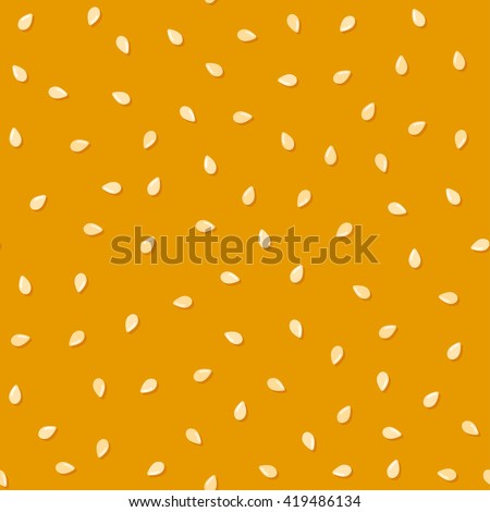 Sesame seeds on fresh yummy bread bun, seamless pattern. Repeating vector background.