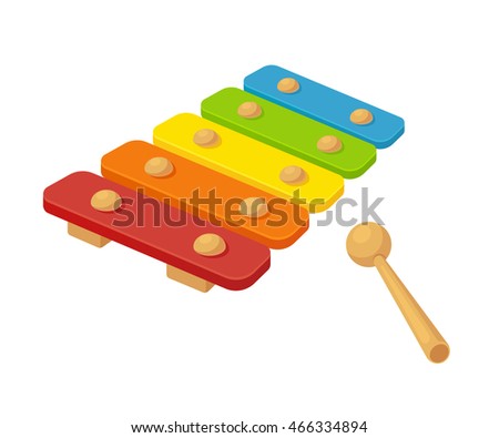 Toy xylophone vector illustration. Bright cartoon childrens instrument.