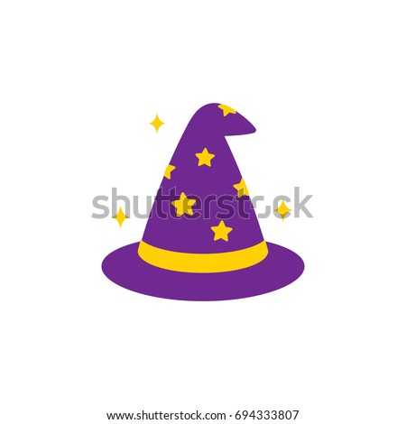 Simple cartoon wizard hat icon, vector illustration.