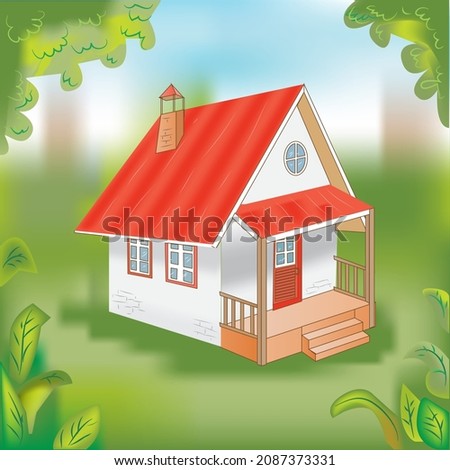 Isometric House and Cabin in The Wood Vector Illustration