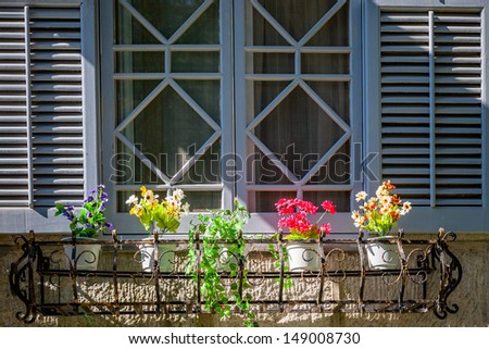 window with flower of house at china.