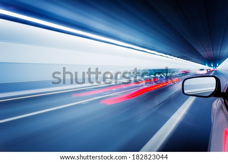 View from Side of Car Going Around Corner, Blurred Motion