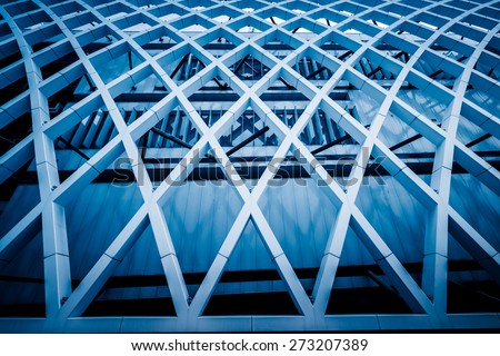 facade of modern office building, blue toned images.