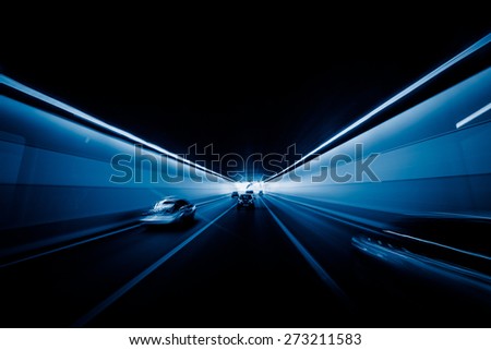 speeding car through the tunnel.
