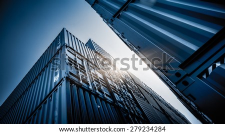 Cargo containers at harbor, shanghai china.