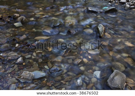 the stone in the water of a river outdoor.