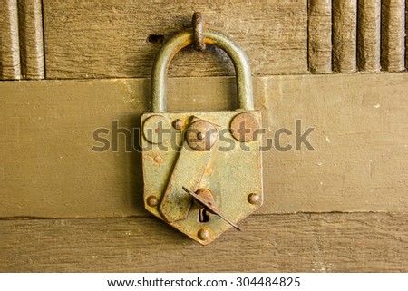 View of old  padlock rust  in detail