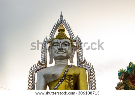 Buddha meditation large statue  in Temple at Bangkok, Thailand