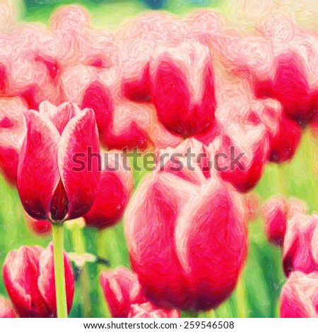 Beauty spring backgrounds with purple tulip, fine art simulation from real photo