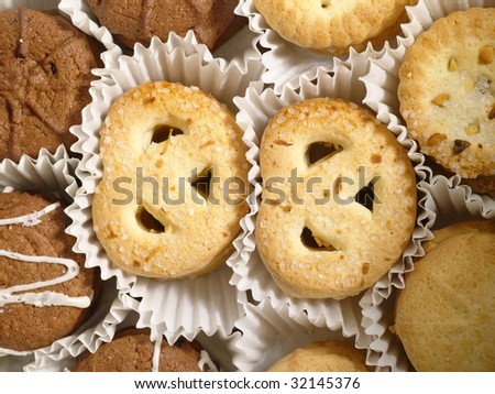 cookies in the cake box as food background