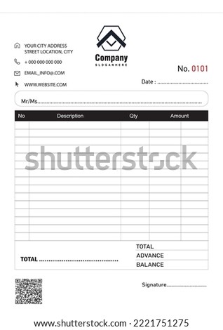 NCR Book Royalty free Vector design template, Business Bill Book page template