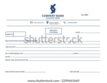 Recept voucher design template, NCR Book Royalty free Vector design template, Business Bill Book page template, print ready file format