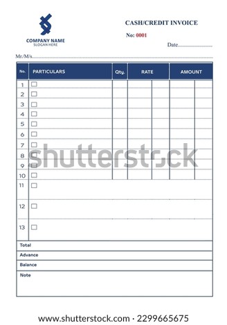 NCR Book Royalty free Vector design template, Business Bill Book page template, print ready file format